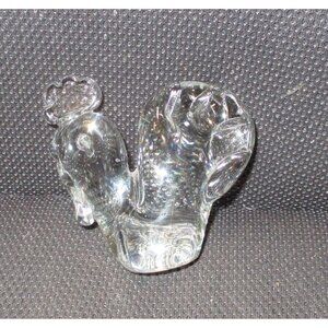 Rooster Paperweight Vintage Glass Figurine with bubbles office chicken farm bird
